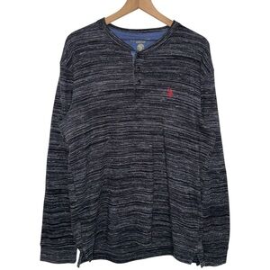 Polo Ralph Lauren Quarter Button‎ Heather Long Sleeve Henley Shirt Cotton Blend